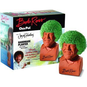 Chia Pet Bob Ross with Seed Pack, Decorative Pottery Planter, Easy to Do and Fun